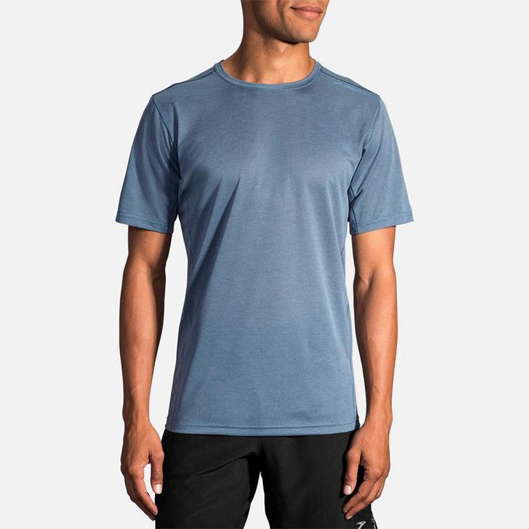 Brooks GHOST Short Sleeve Running Shirt Mens Online - Blue (UBA408512)